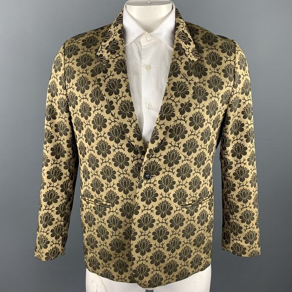 SASQUATCHfabrix Size L Gold & Brown Floral Polyester / Cotton Sport Coat - Picture 1 of 7